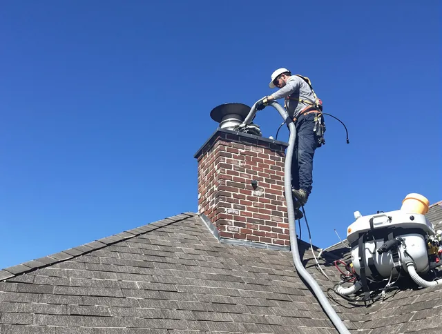 Dedicated Jurupa Valley Chimney Sweep team member cleaning a chimney in Jurupa Valley, CA