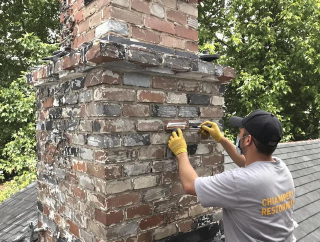 In-progress chimney restoration by Jurupa Valley Chimney Sweep in Jurupa Valley, CA